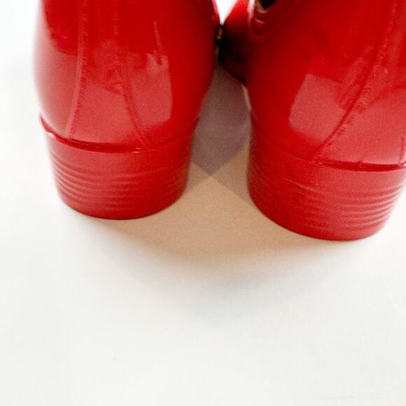 Love Moschino Chelsea Wellington Rain Boots Red Heart Glossy PVC Ankle 37 7US - Picture 12 of 16